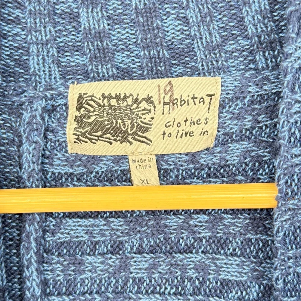 Habitat Sweater Women XL Blue Ribbed Mock Neck Lagenlook Coastal Oversized NEW